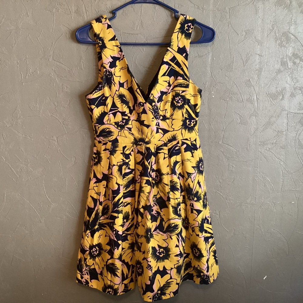 J Crew Sun Dress flare bold floral design womens size 0